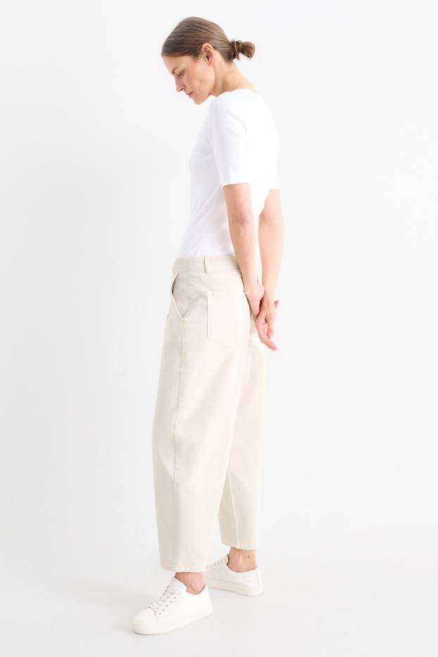 Dames - Barrel jeans - high waist - licht beige