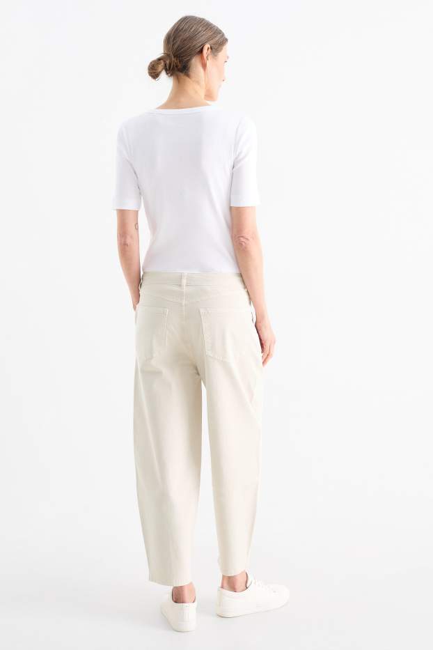 Dames - Barrel jeans - high waist - licht beige