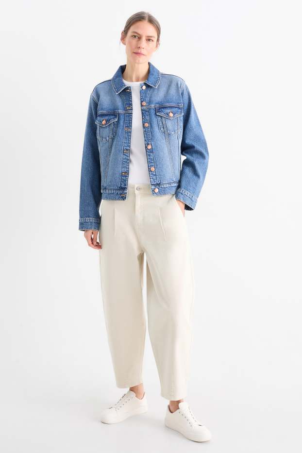 Dames - Barrel jeans - high waist - licht beige