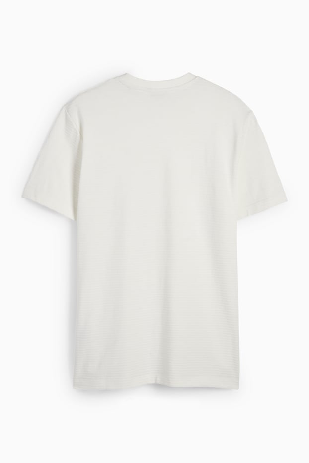 Herren - T-Shirt - Regular Fit - strukturiert - weiß