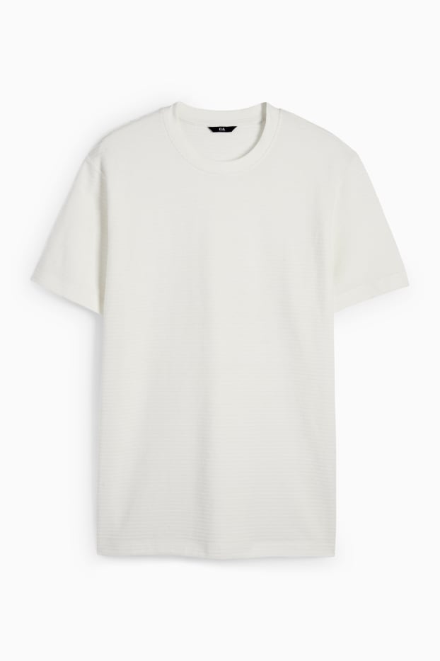 Herren - T-Shirt - Regular Fit - strukturiert - weiß