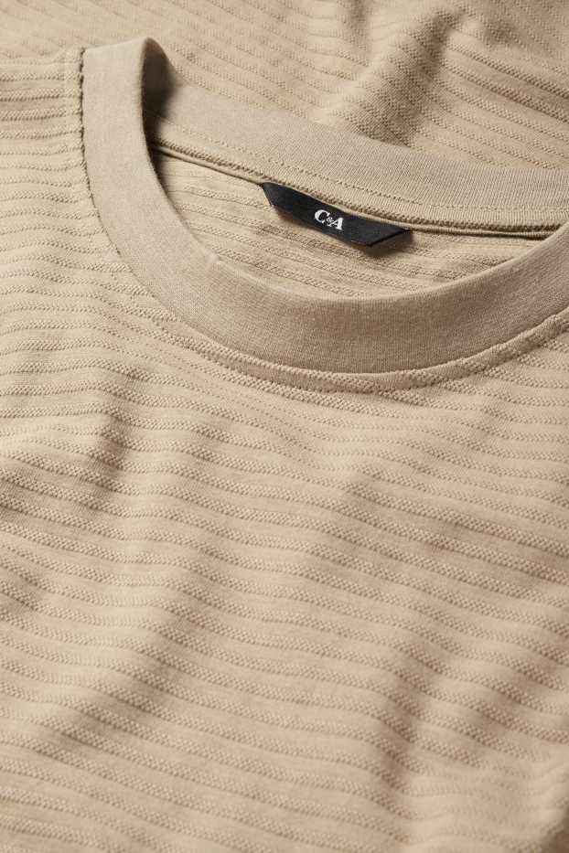 Pánské - Tričko - regular fit - strukturované - béžová