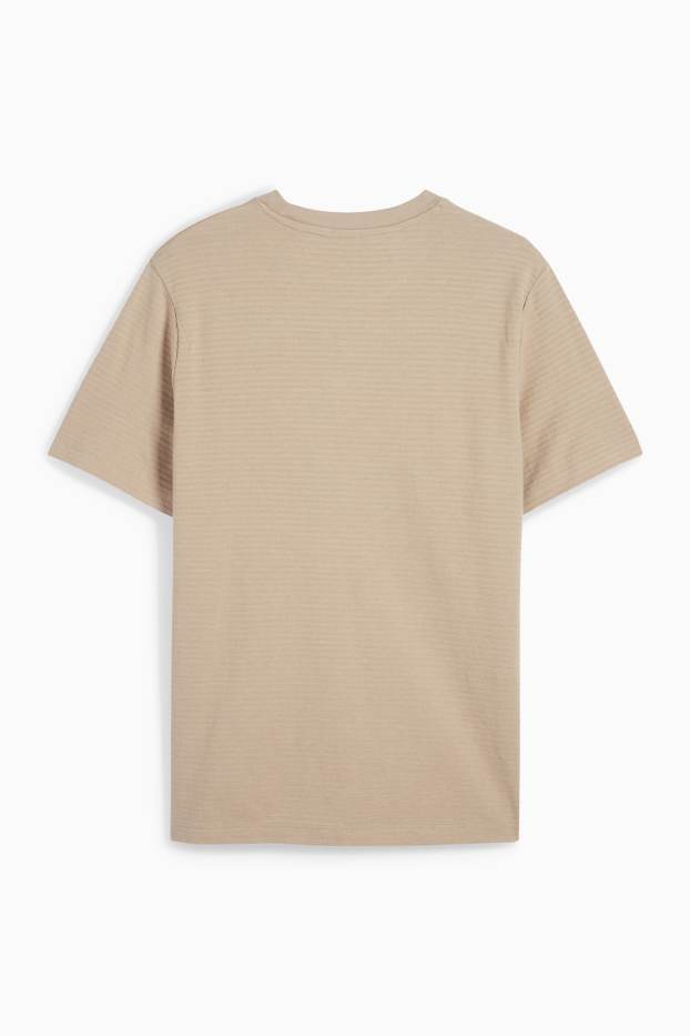 Pánské - Tričko - regular fit - strukturované - béžová