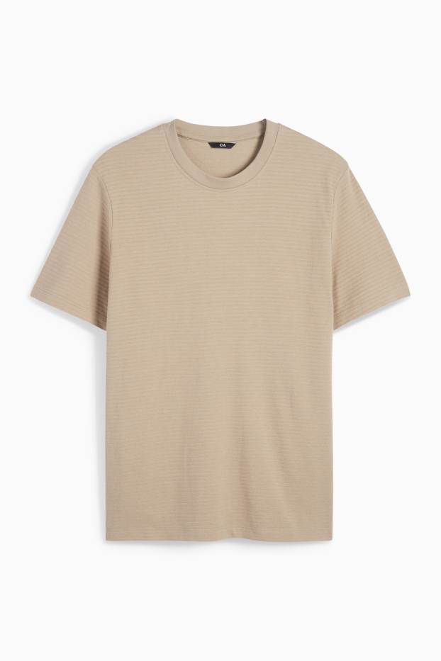 Pánské - Tričko - regular fit - strukturované - béžová