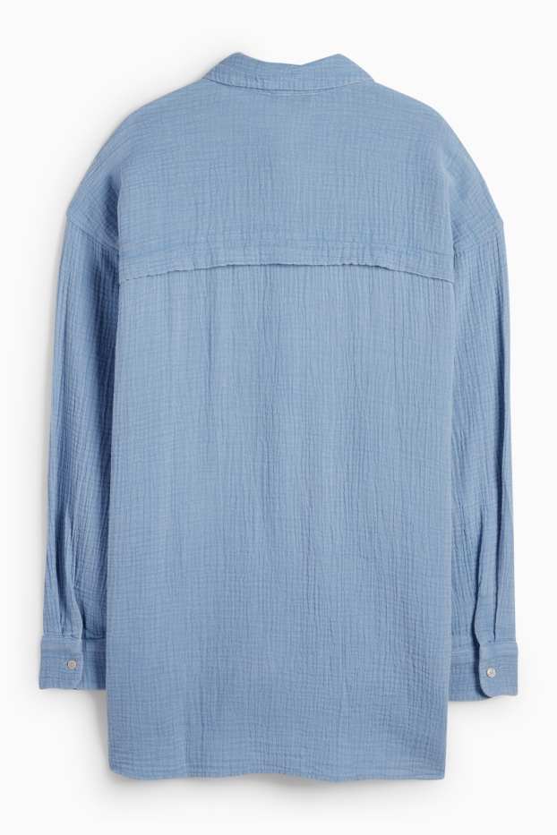 Femmes - Chemisier en mousseline - bleu