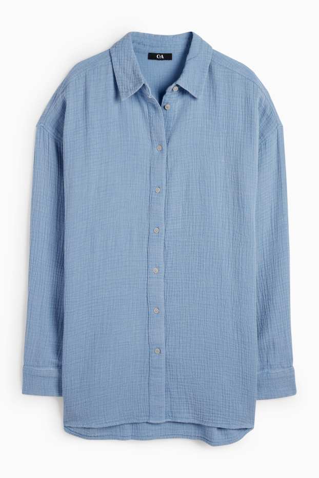 Femmes - Chemisier en mousseline - bleu