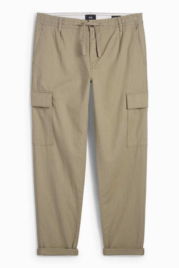 Men - Cargo trousers - tapered fit - beige