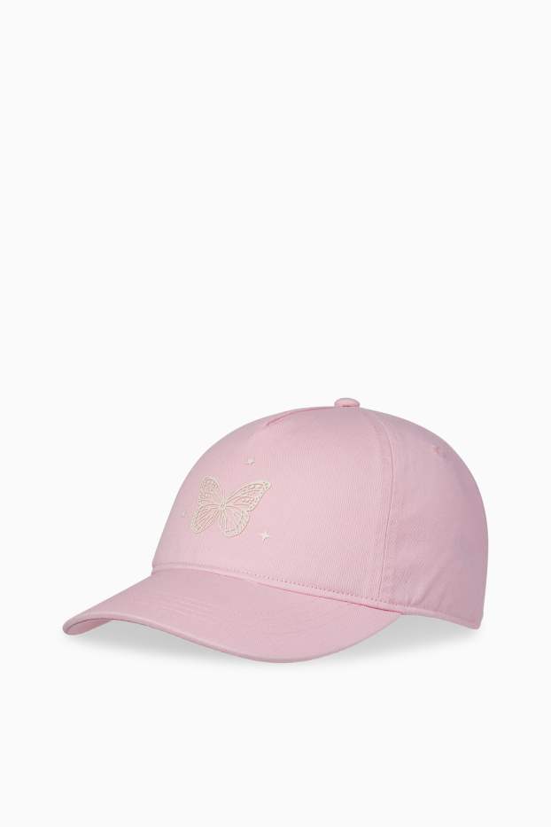 Kinder Mädchen - Schmetterling - Baseballcap - rosa