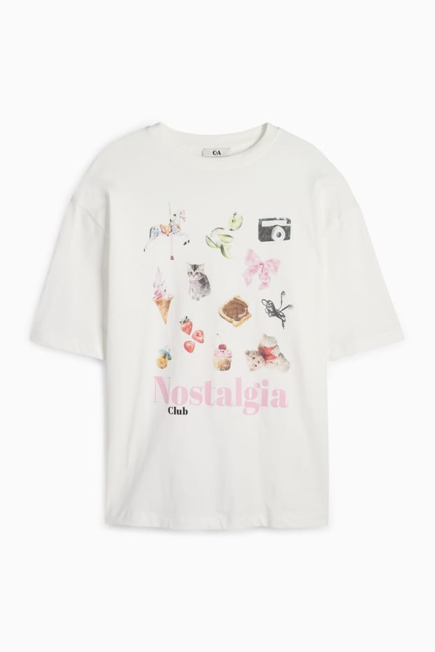 Dames - T-shirt - oversized - wit