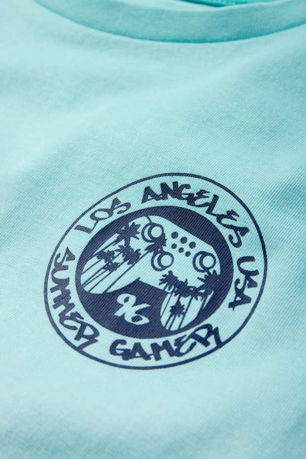 Kinder Buben - Gaming - Shorty-Pyjama - 2 teilig - türkis