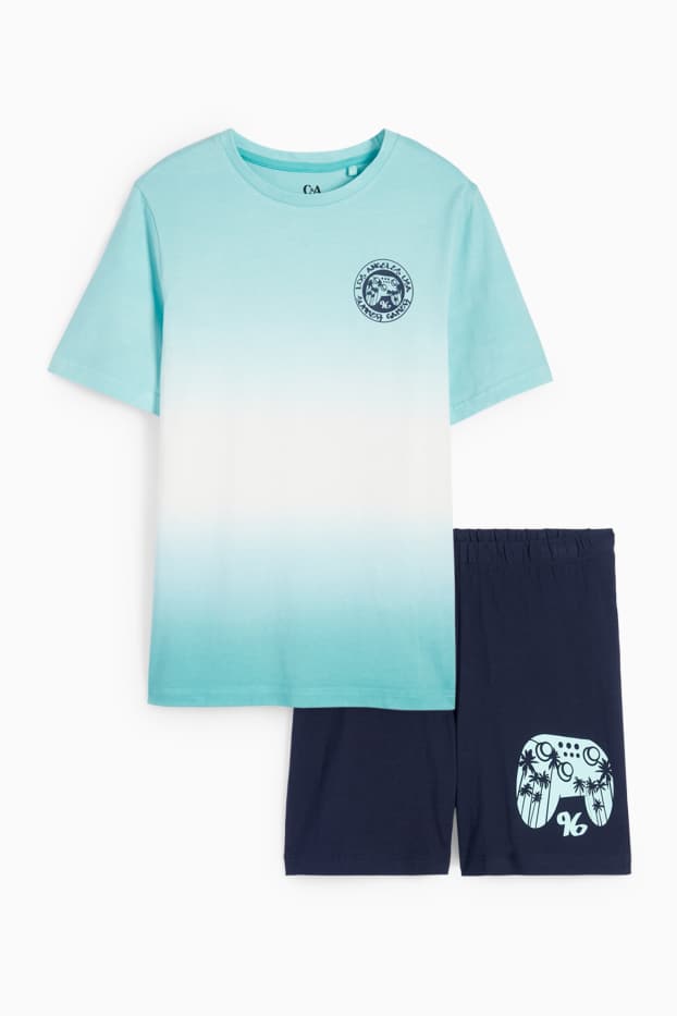Kinder Buben - Gaming - Shorty-Pyjama - 2 teilig - türkis