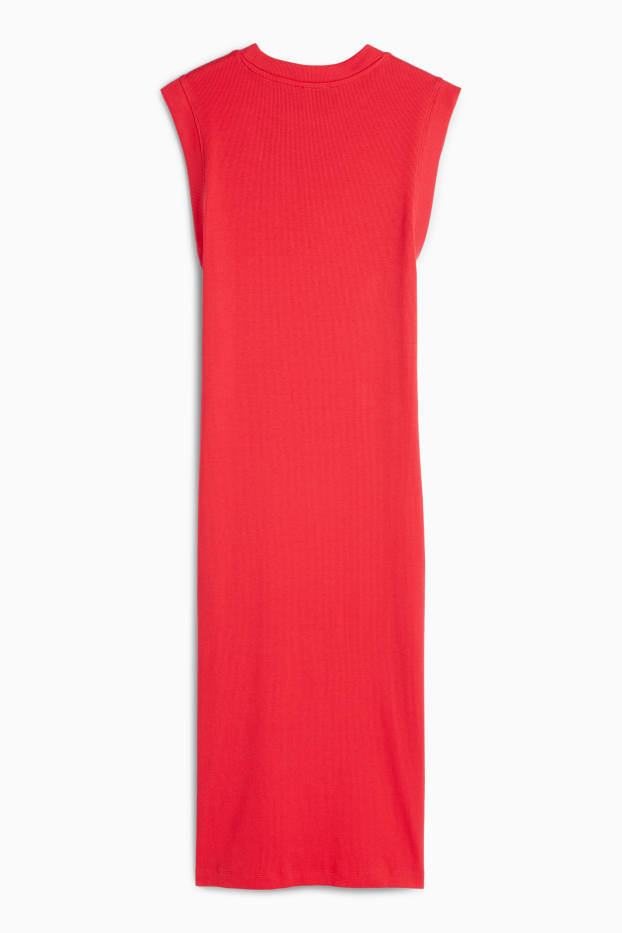 Donna - Vestito a t-shirt - a coste - rosso