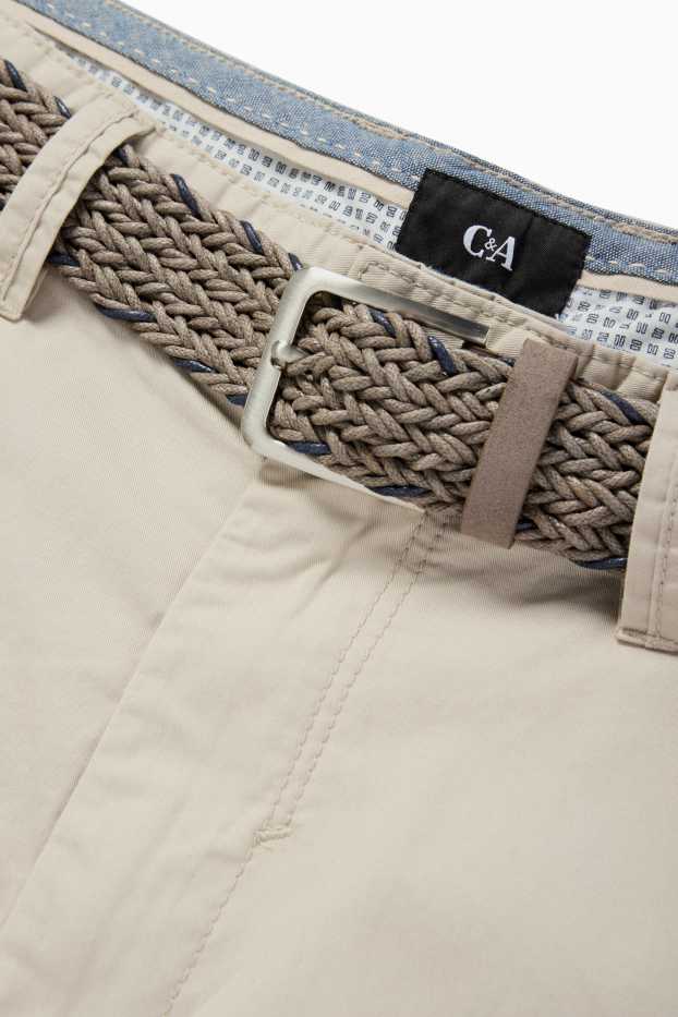Hommes - Bermuda cargo à ceinture - beige