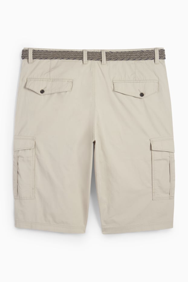 Hommes - Bermuda cargo à ceinture - beige