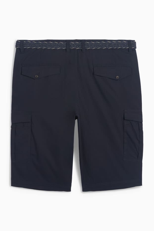 Uomo - Bermuda cargo con cintura - blu scuro