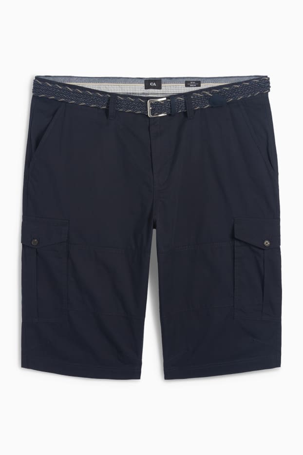 Uomo - Bermuda cargo con cintura - blu scuro