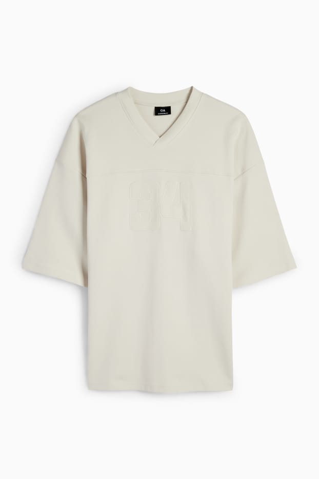 Uomo - T-shirt - oversize - beige chiaro