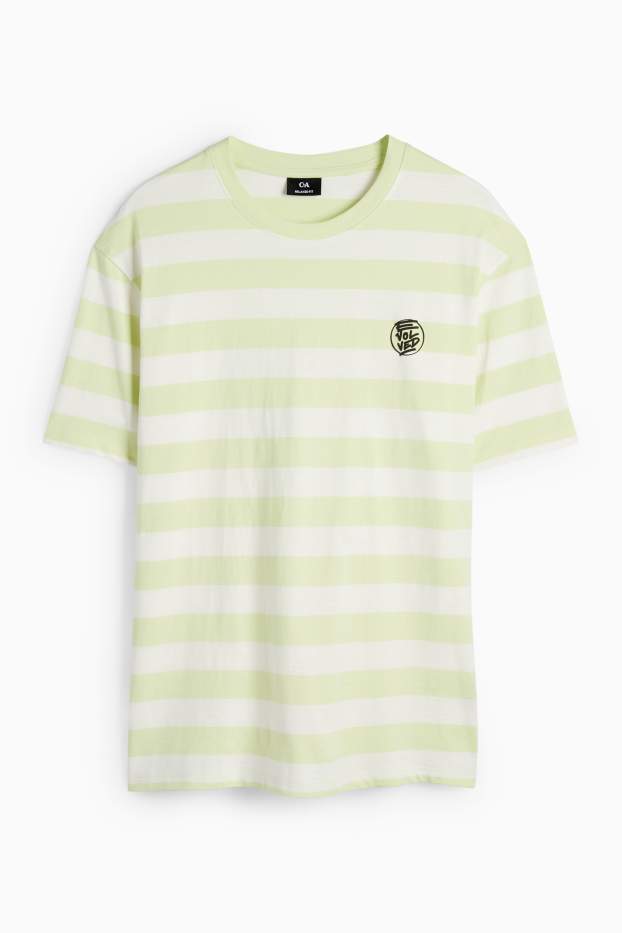 Uomo - T-shirt - relaxed fit - a righe - verde menta