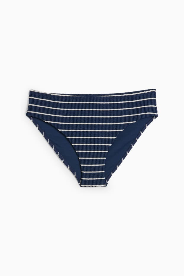 Women - Bikini bottoms - mid-rise waist - LYCRA® XTRA LIFE™ - striped - dark blue