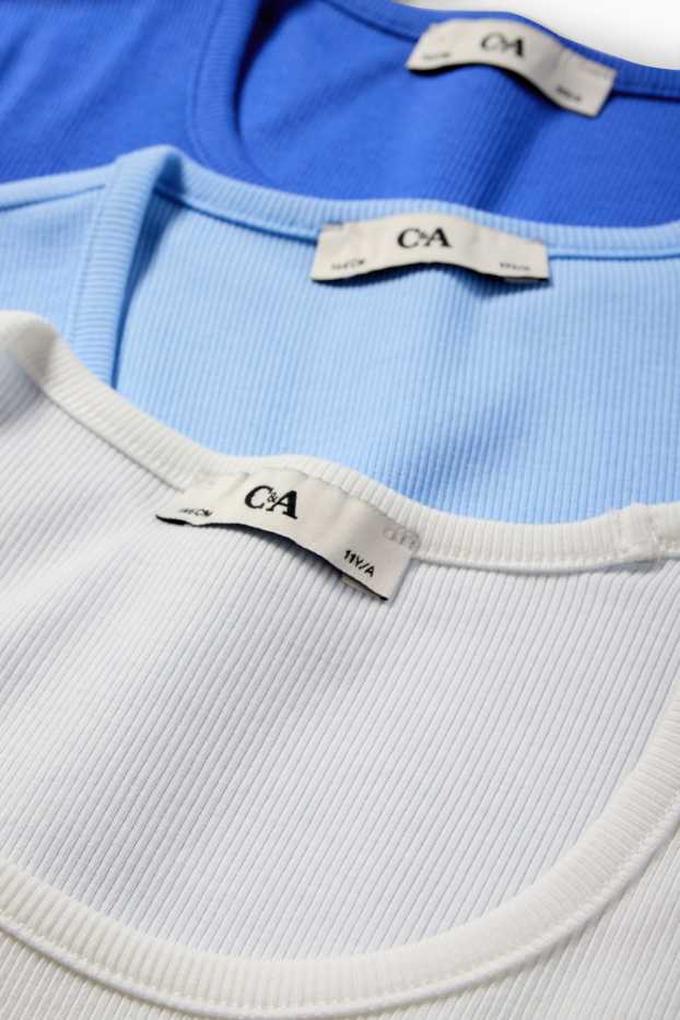 Bambine - Confezione da 3 - maglia a maniche corte - a coste - bianco