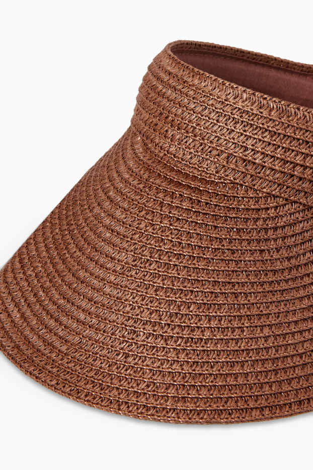 Damen - Stroh-Sonnenvisor - dunkelbraun