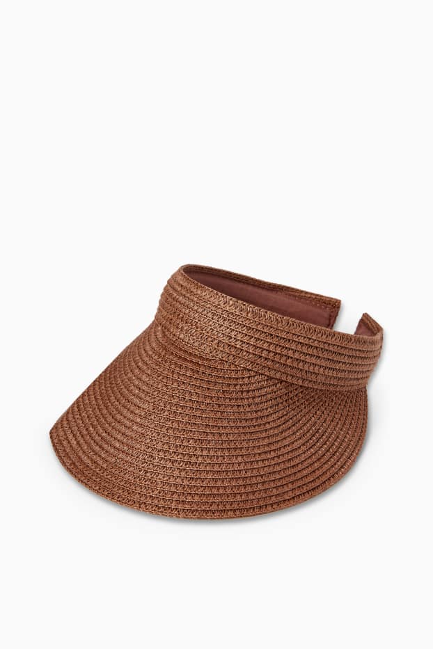 Damen - Stroh-Sonnenvisor - dunkelbraun