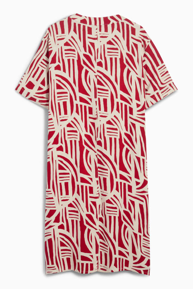 Femmes - Robe en viscose - à motif - rouge / beige