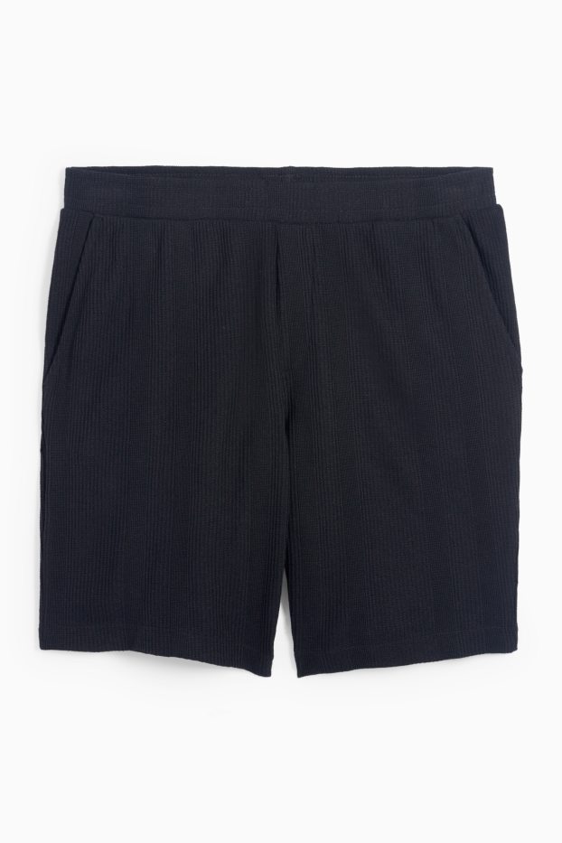 Bărbați - Pantaloni scurți - reiați - negru