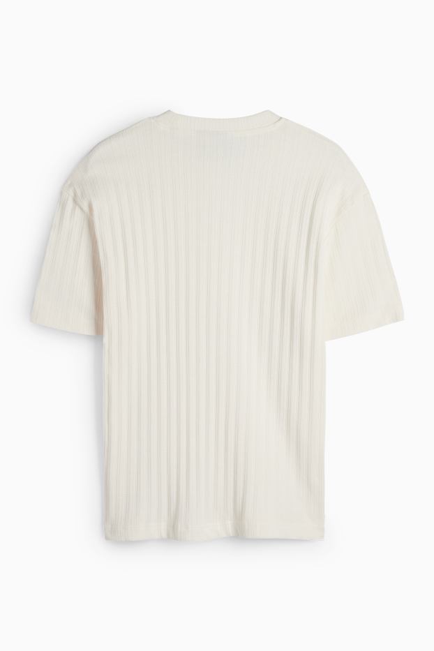 Home - Samarreta de màniga curta - relaxed fit - acanalada - blanc trencat