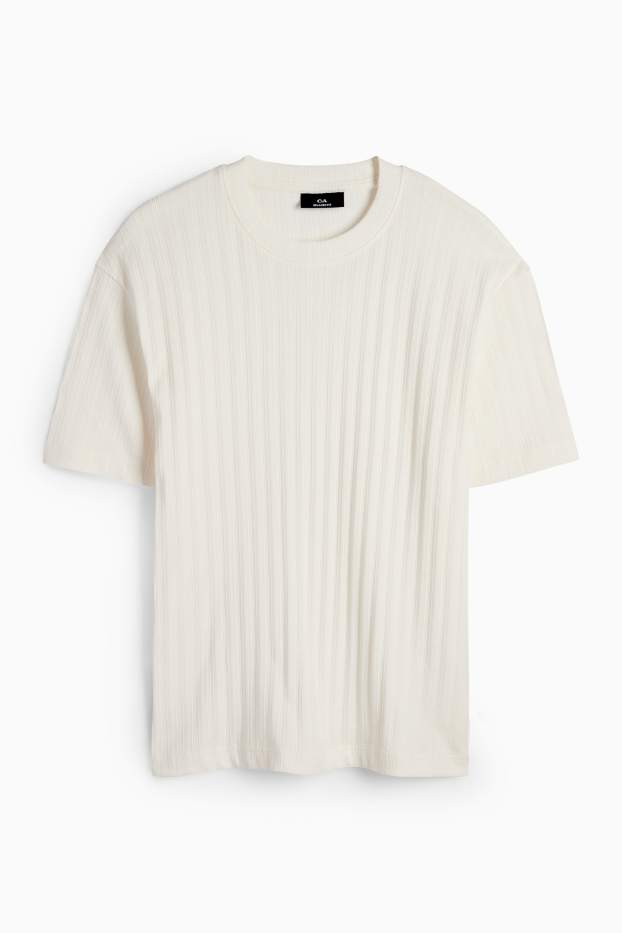 Home - Samarreta de màniga curta - relaxed fit - acanalada - blanc trencat