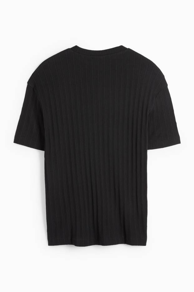 Home - Samarreta de màniga curta - relaxed fit - acanalada - negre