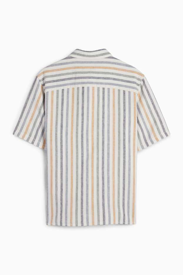 Herren - Hemd - Regular Fit - Kent - Leinen-Mix - gestreift - cremeweiß