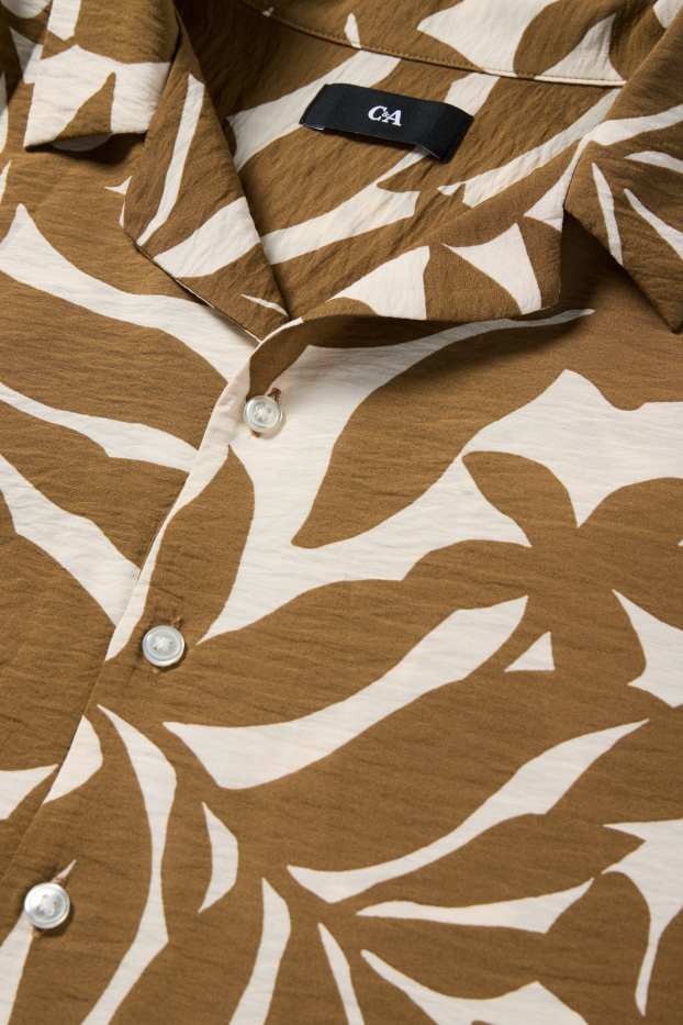 Herren - Hemd - Regular Fit - Reverskragen - gemustert - braun / beige