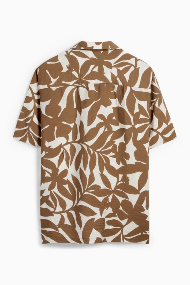 Herren - Hemd - Regular Fit - Reverskragen - gemustert - braun / beige