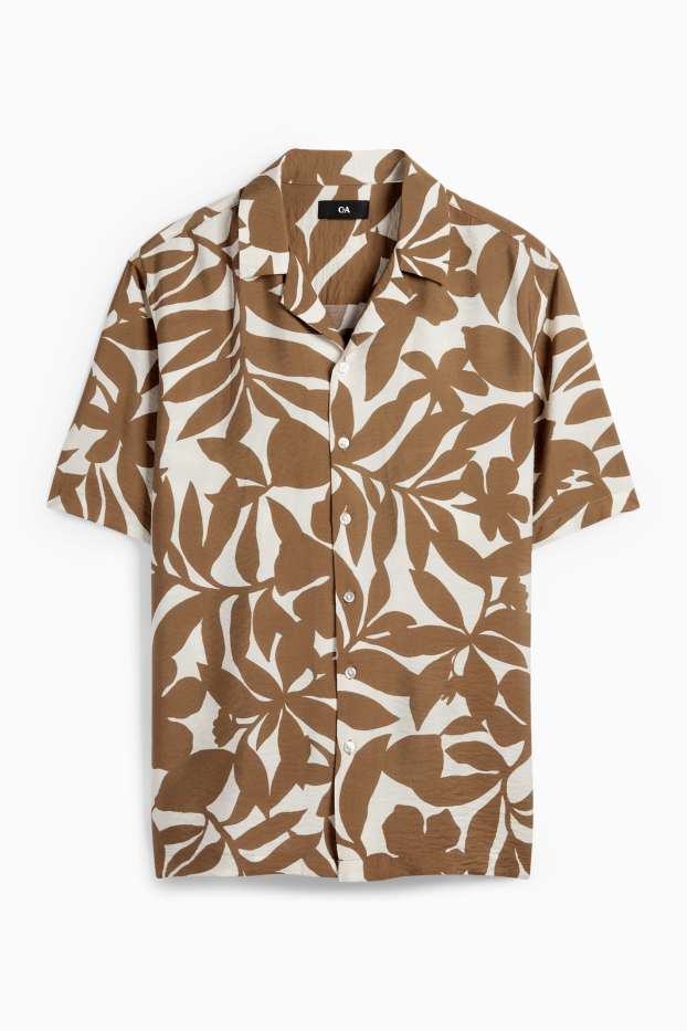 Herren - Hemd - Regular Fit - Reverskragen - gemustert - braun / beige