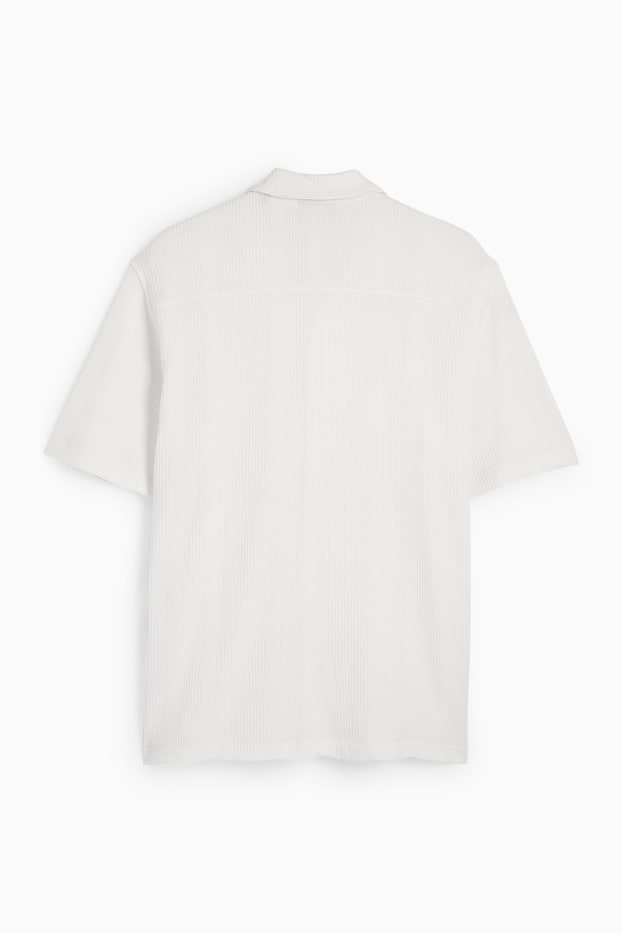 Pánské - Košile - relaxed fit - klopový límec - strukturovaná - krémově bílá