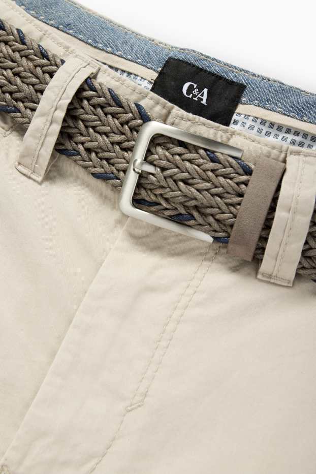 Hommes - Bermuda cargo à ceinture - beige