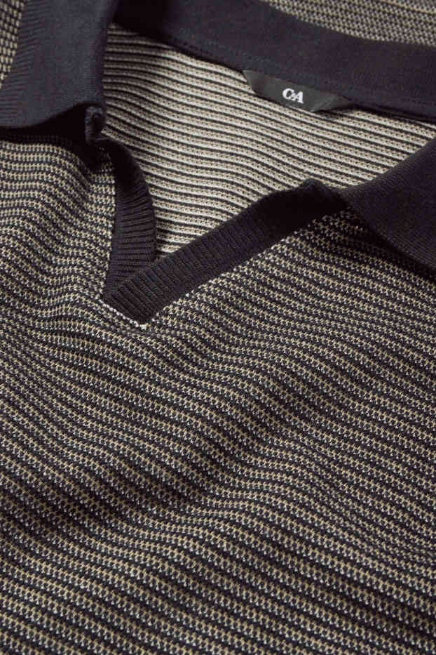 Men - Polo shirt - striped - black