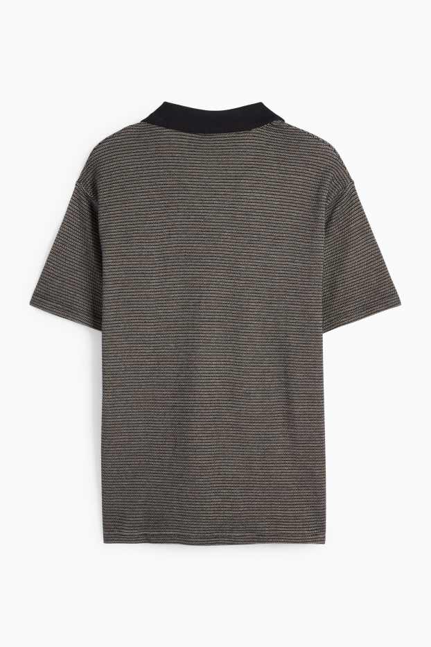 Men - Polo shirt - striped - black