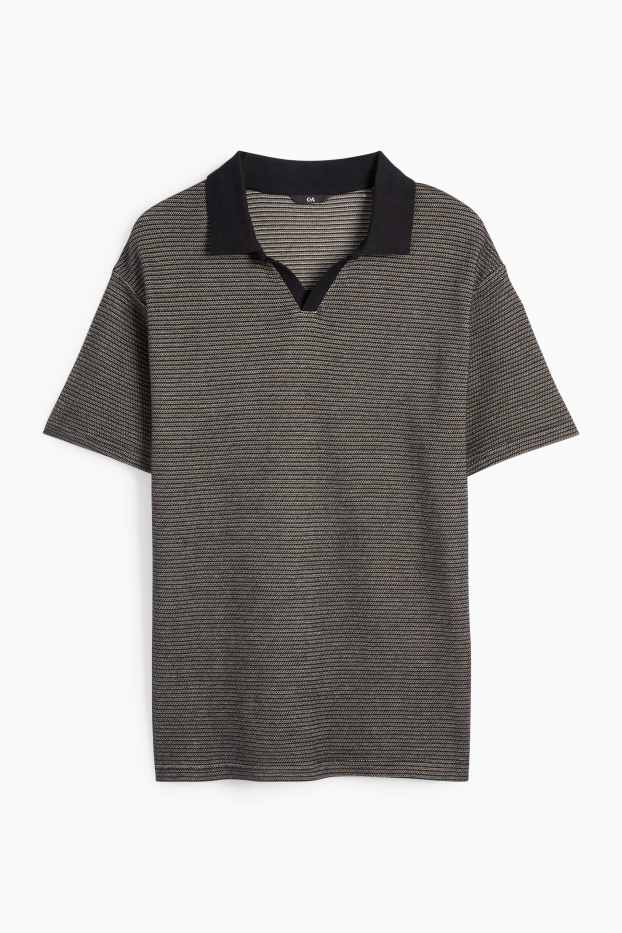 Men - Polo shirt - striped - black