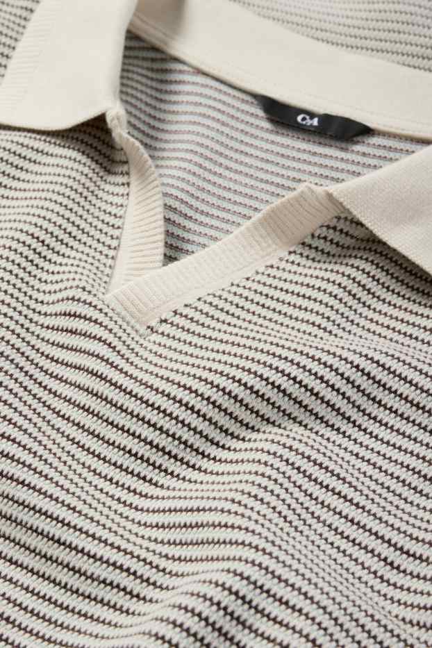 Hommes - Polo - à rayures - beige