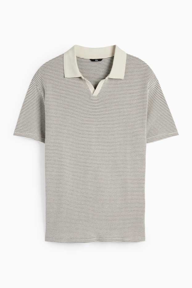 Hommes - Polo - à rayures - beige