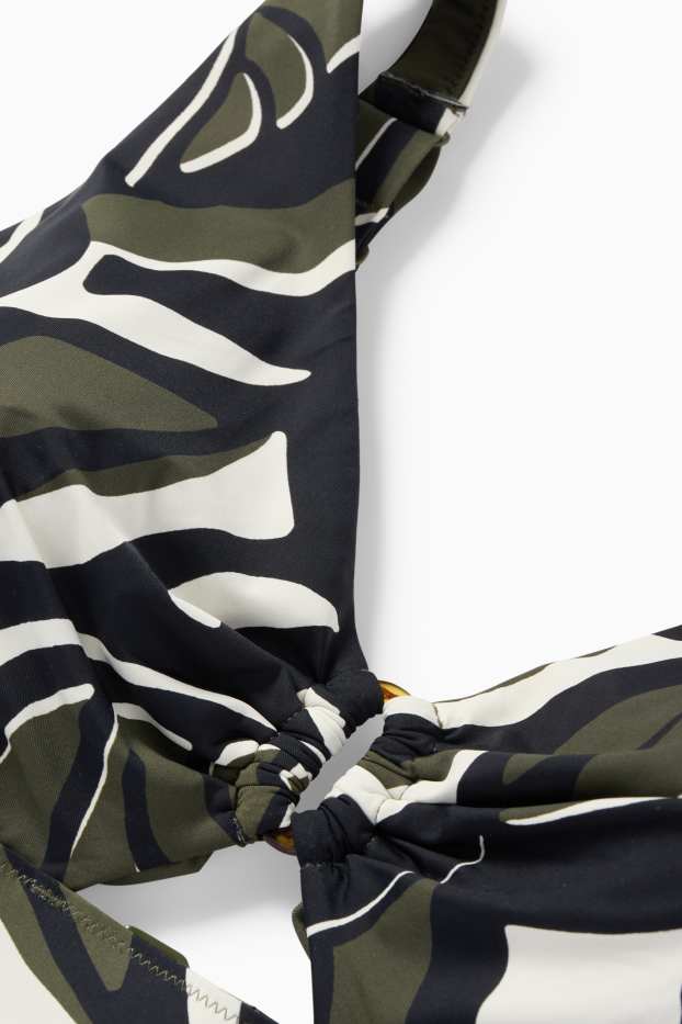 Damen - Bikini-Top - wattiert - LYCRA® XTRA LIFE™ - gemustert - dunkelgrün / schwarz