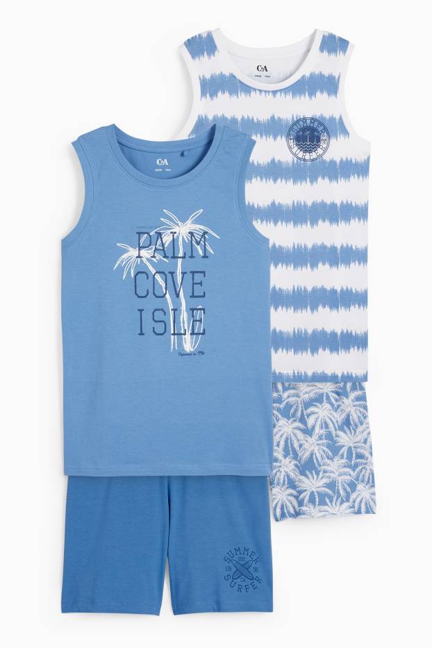 Kinder Jungen - Multipack 2er - Sommer - Shorty-Pyjama - 4 teilig - blau