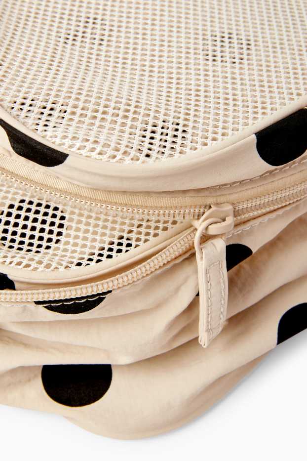 Women - Travel bag - 3 piece - polka dot - light beige