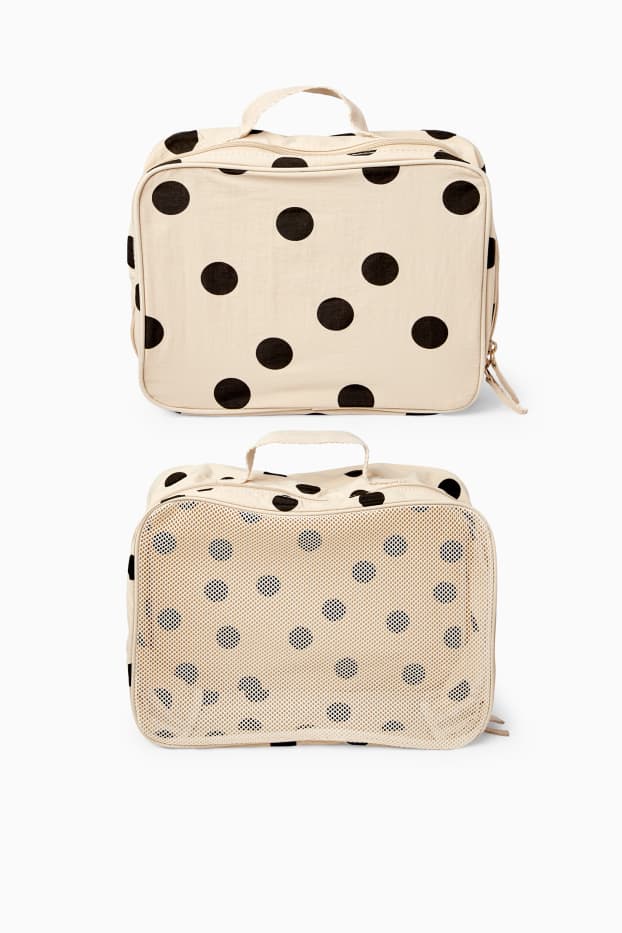 Women - Travel bag - 3 piece - polka dot - light beige