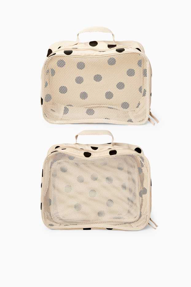 Women - Travel bag - 3 piece - polka dot - light beige