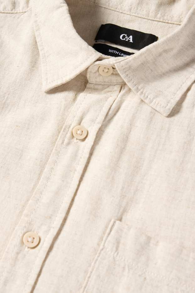 Hommes - Chemise - regular fit - col kent - beige clair