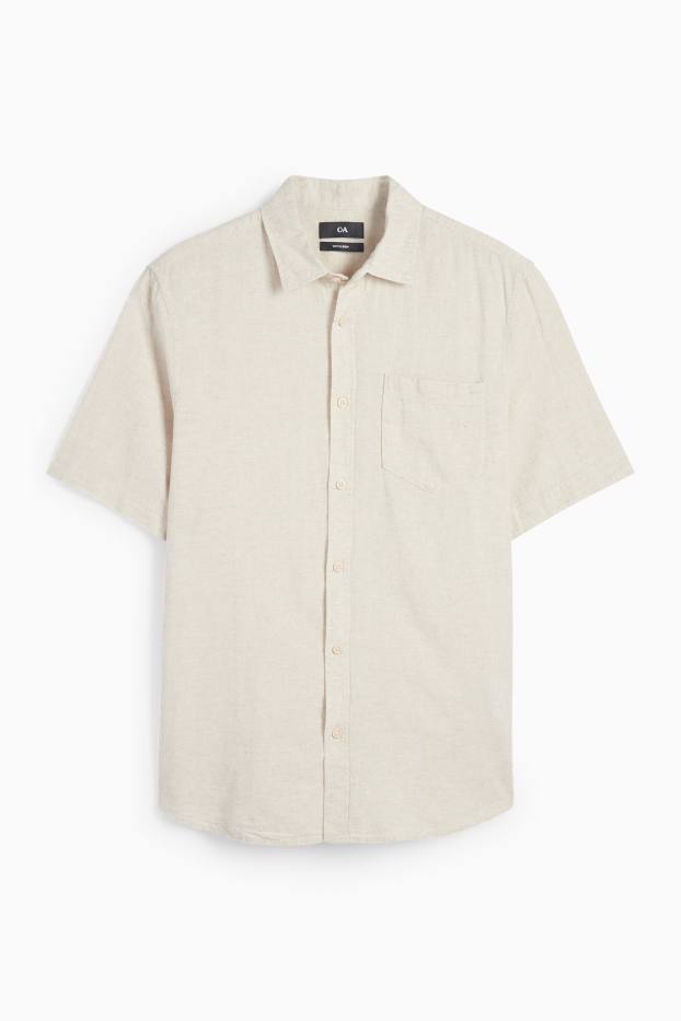 Hommes - Chemise - regular fit - col kent - beige clair