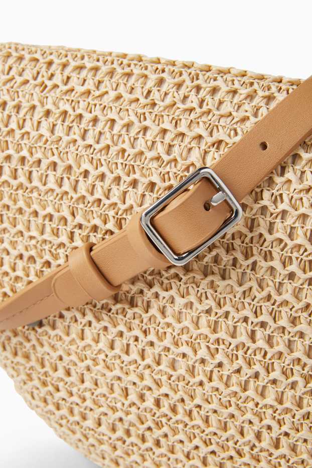 Damen - Stroh-Umhängetasche - hellbeige